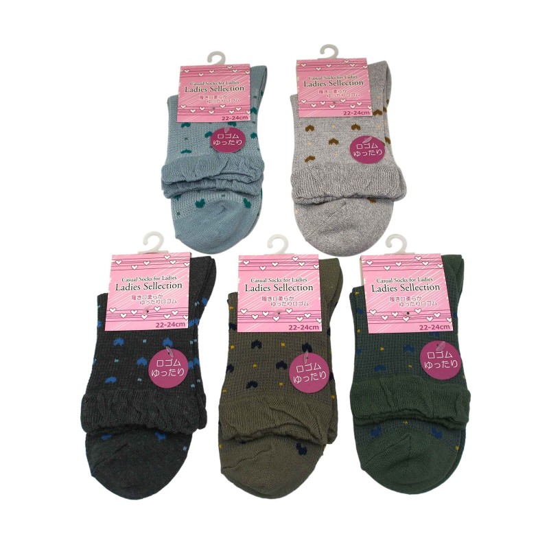 Ladies Socks Casual Hearts Gray 22-24cm